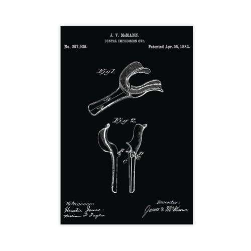 Dental_Impression_Cup_Patent_Drawing_black Leinwand-Kunstposter und Wandkunst, Bilddruck, moderne Familienschlafzimmer-Dekoration, ungerahmt, 61 x 91,4 cm von FCOJE