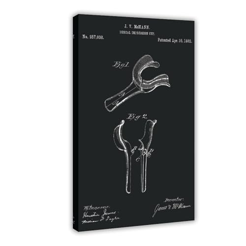 Dental_Impression_Cup_Patent_Zeichnung_schwarze Leinwandposter, Wandkunst, Schlafzimmer, Büro, Raumdekoration, Geschenkrahmen, 50,8 x 76,2 cm von FCOJE