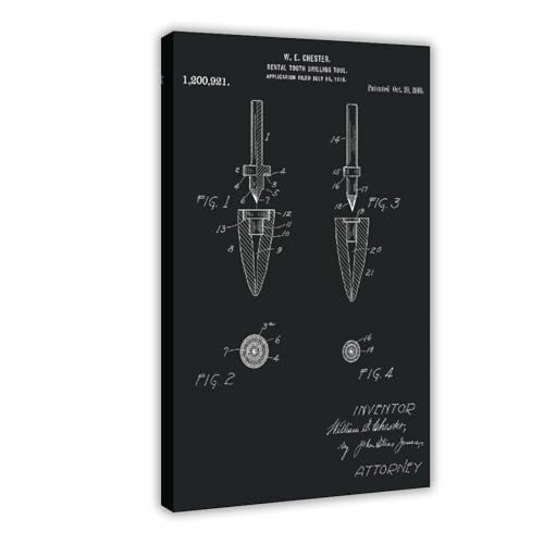 Dental_Tooth_Drilling_Tool_Patent_black Leinwand-Kunstposter und Wandkunst, Bilddruck, moderner Familienschlafzimmer-Dekorrahmen, 40,6 x 61 cm Dental_Tooth_Drilling_Tool_Patent_black Leinwand-Kunstposter und Wandkunst, Bilddruck, moderner Familienschlafzimmer-Dekorrahmen, 40,6 x 61 cm von FCOJE