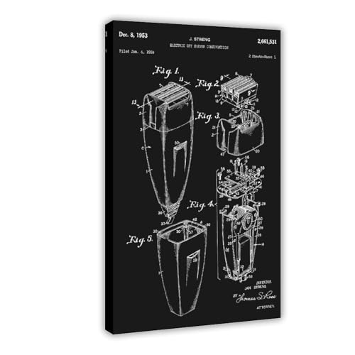Electric_dry_shaver_1953_patent_black Poster Schlafzimmer Leinwand Dekor Sport Landschaft Büro Zimmer Dekor Geschenkrahmen 61 x 91,4 cm Electric_dry_shaver_1953_patent_black Poster Schlafzimmer Leinwand Dekor Sport Landschaft Büro Zimmer Dekor Geschenkrahmen 61 x 91,4 cm von FCOJE