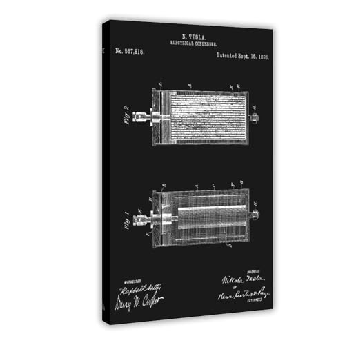 Electrical_Condenser_Nikola_Tesla_Patent_black Leinwand-Kunstdruck, Poster für Zuhause, Schule, Büro, Dekorrahmen, 61 x 91,4 cm Electrical_Condenser_Nikola_Tesla_Patent_black Leinwand-Kunstdruck, Poster für Zuhause, Schule, Büro, Dekorrahmen, 61 x 91,4 cm von FCOJE