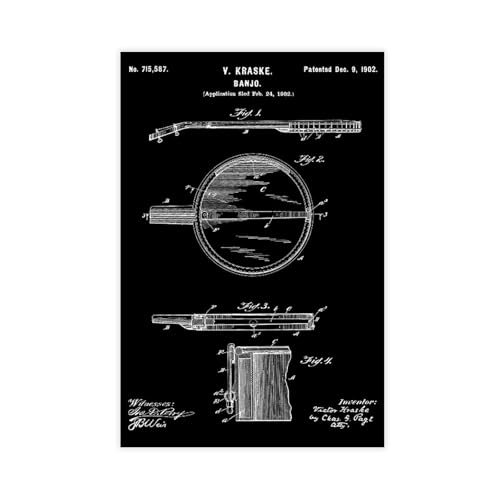 FCOJE Banjo_folk_music_instrument_patent_black Poster Schlafzimmer Leinwand Dekor Sportlandschaft Büro Zimmer Dekor Geschenk Unframe 61 x 91,4 cm FCOJE Banjo_folk_music_instrument_patent_black Poster Schlafzimmer Leinwand Dekor Sportlandschaft Büro Zimmer Dekor Geschenk Unframe 61 x 91,4 cm von FCOJE