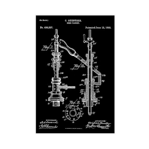 FCOJE Beer_faucet_1893_patent_poster_black Poster Wandkunst Leinwand Schlafzimmer Dekor Büro Zimmer Küche Dekor Geschenk Unframe 61 x 91,4 cm FCOJE Beer_faucet_1893_patent_poster_black Poster Wandkunst Leinwand Schlafzimmer Dekor Büro Zimmer Küche Dekor Geschenk Unframe 61 x 91,4 cm von FCOJE