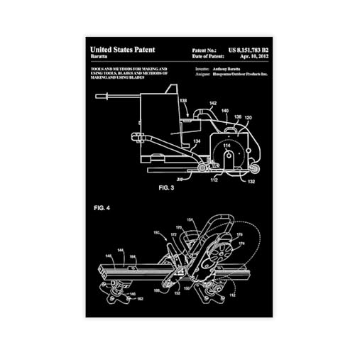 FCOJE Blades_making_method_patent_art_black Leinwandposter, Wandkunst, Schlafzimmer, Büro, Raumdekoration, Geschenk, ungerahmt, 61 x 91,4 cm von FCOJE