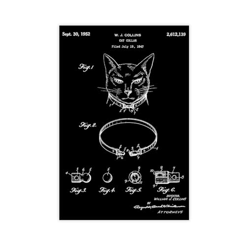 FCOJE Cat_collar_vintage_patent_poster_black Poster Wandkunst Leinwand Schlafzimmer Dekor Büro Zimmer Küche Dekor Geschenk Unframe 30,5 x 45,7 cm FCOJE Cat_collar_vintage_patent_poster_black Poster Wandkunst Leinwand Schlafzimmer Dekor Büro Zimmer Küche Dekor Geschenk Unframe 30,5 x 45,7 cm von FCOJE