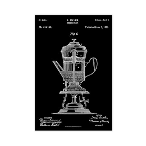 FCOJE Coffee_urn_1890_patent_poster_black Poster Wandkunst Leinwand Schlafzimmer Dekor Büro Zimmer Küche Dekor Geschenk Unframe 40,6 x 61 cm FCOJE Coffee_urn_1890_patent_poster_black Poster Wandkunst Leinwand Schlafzimmer Dekor Büro Zimmer Küche Dekor Geschenk Unframe 40,6 x 61 cm von FCOJE