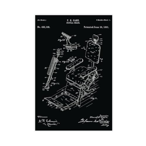 FCOJE Dental_Chair_Patent_Drawing_Wall_Black Leinwandposter Wandkunst Schlafzimmer Büro Zimmer Dekor Geschenk Unframe 40,6 x 61 cm FCOJE Dental_Chair_Patent_Drawing_Wall_Black Leinwandposter Wandkunst Schlafzimmer Büro Zimmer Dekor Geschenk Unframe 40,6 x 61 cm von FCOJE