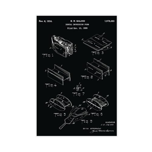 FCOJE Dental_Impression_Form_Patent_Drawing_Black Poster Wandkunst Leinwand Schlafzimmer Dekor Büro Zimmer Küche Dekor Geschenk Unframe 30,5 x 45,7 cm FCOJE Dental_Impression_Form_Patent_Drawing_Black Poster Wandkunst Leinwand Schlafzimmer Dekor Büro Zimmer Küche Dekor Geschenk Unframe 30,5 x 45,7 cm von FCOJE