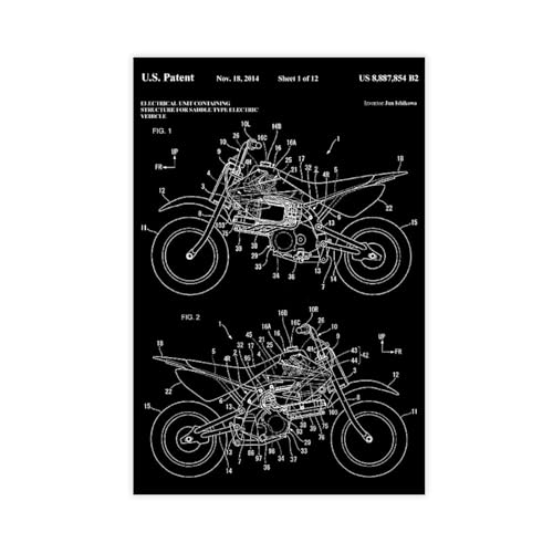FCOJE Dirtbike_Patent_Art_Cross_Bike_Black Poster Wandkunst Leinwand Schlafzimmer Dekor Büro Zimmer Küche Dekor Geschenk Unframe 40,6 x 61 cm FCOJE Dirtbike_Patent_Art_Cross_Bike_Black Poster Wandkunst Leinwand Schlafzimmer Dekor Büro Zimmer Küche Dekor Geschenk Unframe 40,6 x 61 cm von FCOJE