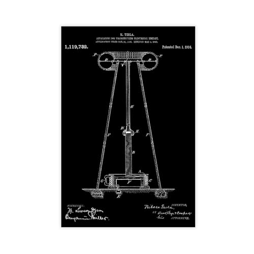FCOJE Energy_Transmitter_Nikola_Tesla_Patent_black Poster Schlafzimmer Leinwand Dekor Sport Landschaft Büro Zimmer Dekor Geschenk Unframe 40,6 x 61 cm FCOJE Energy_Transmitter_Nikola_Tesla_Patent_black Poster Schlafzimmer Leinwand Dekor Sport Landschaft Büro Zimmer Dekor Geschenk Unframe 40,6 x 61 cm von FCOJE