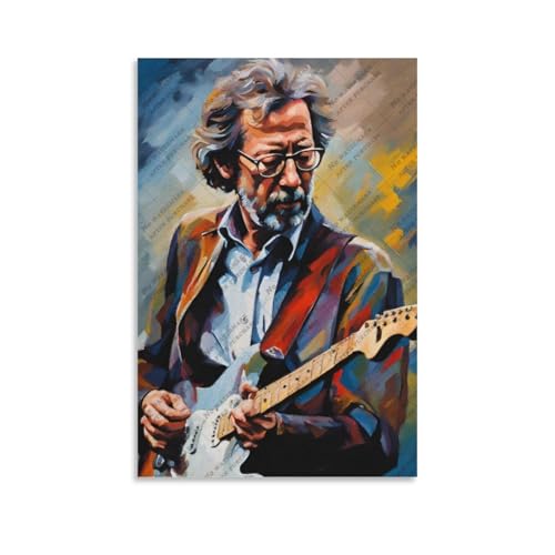 Kunstdruck auf Leinwand, Motiv: Rock-Gitarrist, Eric_Clapton (2), modernes Familienzimmer-Dekor-Poster, 60 x 90 cm von FCOJE
