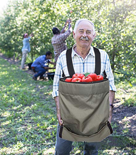 FCOUIID Harvest Apfelpflückentasche – wasserdichte 600D Obst-Aufbewahrungs-Schürze, Tasche für Obstgarten, Bauernhof, Garten, strapazierfähig, Grün von FCOUIID
