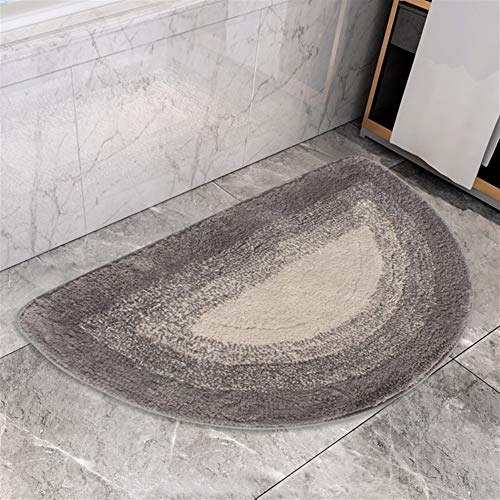 FCS Bathroom Badematte Badvorleger Halbrund Waschbar Badeteppich Weich Duschvorleger rutschfest Antibakteriell aus Mikrofaser, Maschinenwaschbar (Color : Gray, Size : 50x80cm) von FCS Bathroom