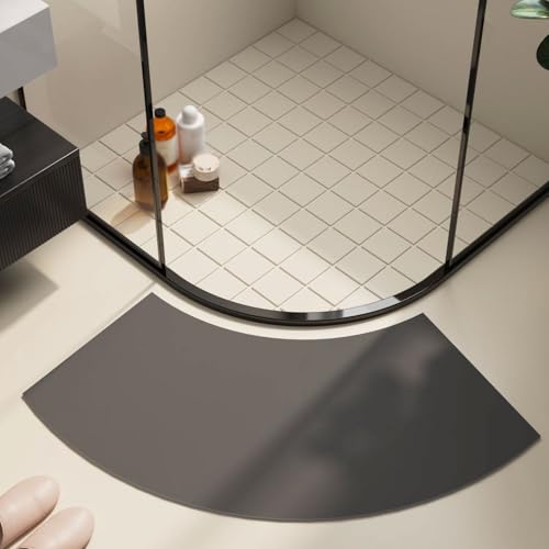 FCS Bathroom Gebogene Duschmatte Halbrund Weiche Kieselgur Badematte, wasserabsorbierend, schnell trocknend, rutschfeste Kieselgur Matte, Badteppich für Rundduschen(Size:40 * 75cm,Color:h) von FCS Bathroom