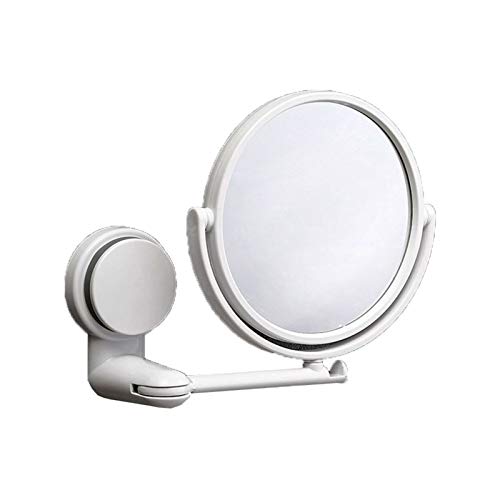 GQQG Kosmetikspiegel Wandmontage ohne Bohren, Schminkspiegel Saugnapf Mit Vergrößerung 3fach, Duschspiegel, 360° Schwenkbar, Ausziehbar, Weiß, 15 cm von GQQG