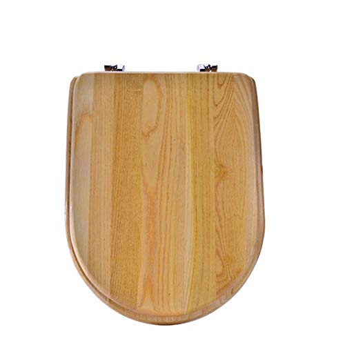 Wc-sitz Antibakterieller Premium Holz Toilettendeckel Easy clean Einfache Montage, Beige (Size : D shape) von FCS Bathroom