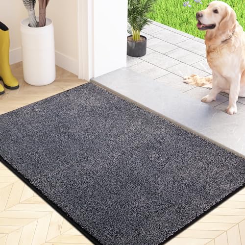 FCSDETAIL Schmutzfangmatte Innen 50 x 80 cm, rutschfeste Maschinenwaschbare Fußmatte, Sauberlaufmatte, Eingangstürmatte mit Wasserabsorbierenden, Fussmatte für Hund, Eingang, Haustür & Flur von FCSDETAIL