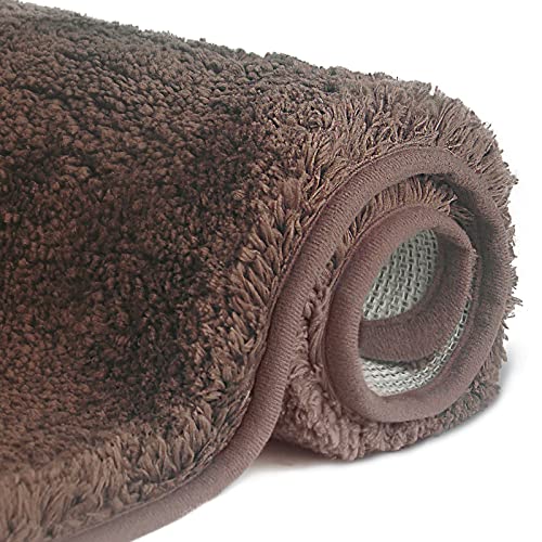 FCSDETAIL rutschfeste, Hochflor Badteppiche 50 x 80 cm, Maschinenwaschbare Badematte, Badvorleger mit Wasserabsorbierenden, Weichen Mikrofasern für Badewanne, Dusche und Badezimmer (Dunkelbraun) von FCSDETAIL