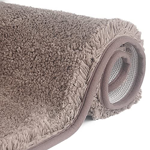 FCSDETAIL rutschfeste, Hochflor Badteppiche 70X120 cm, Maschinenwaschbare Badematte, Badvorleger mit Wasserabsorbierenden, Weichen Mikrofasern für Badewanne, Dusche und Badezimmer (Braun) von FCSDETAIL