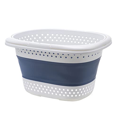 FCSHFC Wäschekorb Faltbar Heimat an Der Wand Montierbar Dreckige Leidung Plastik Vorratsbehälter Bad Wäschesammler (Color : Blau, Size : 51 * 39) von FCSHFC