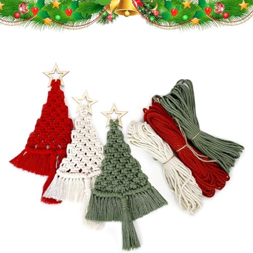 3 Set Makramee Set, Weihnachtsbaum Makramee Diy, Makramee Weihnachten, Makramee Set Weihnachten, Mit Anleitung Und Video Tutorials, Makramee Weihnachten Set Für Weihnachts Deko, Weihnachtsschmuck von FCSNJH
