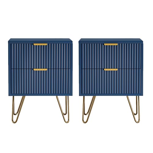 FCSQIU Nachttisch 2er Set,Beistelltisch mit Schublade,Modern Nachtschrank kleines Bedside Table mit Beine Breit Nachtkästchen,Boho Nachtkommode Schubladenkommode von FCSQIU