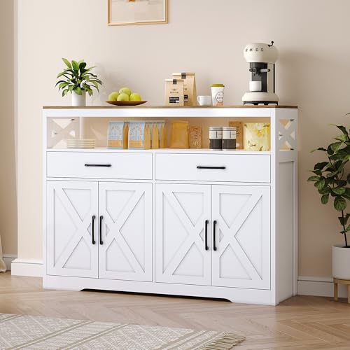 FCSQIU Schrank mit Schubladen,Stauraum Schublade Regale Kommode Schrank,Modernes Sideboard,Sideboard Kommode mit 2 Schubladen und 2 Türen Buffetschrank Geschirrschrank von FCSQIU