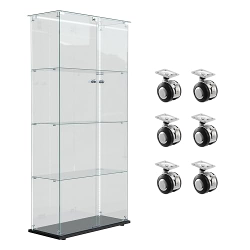 Glasvitrine Standvitrine mit Rollen ,2 Türen Abnehmbar Glasvitrine LED Beleuchtung und Glastüren,4 Ablagen, Glas Vitrine Sammlervitrine Vitrinenschrank,Display Cabinet Glasvitrine Standvitrine mit Rollen ,2 Türen Abnehmbar Glasvitrine LED Beleuchtung und Glastüren,4 Ablagen, Glas Vitrine Sammlervitrine Vitrinenschrank,Display Cabinet von FCSQIU