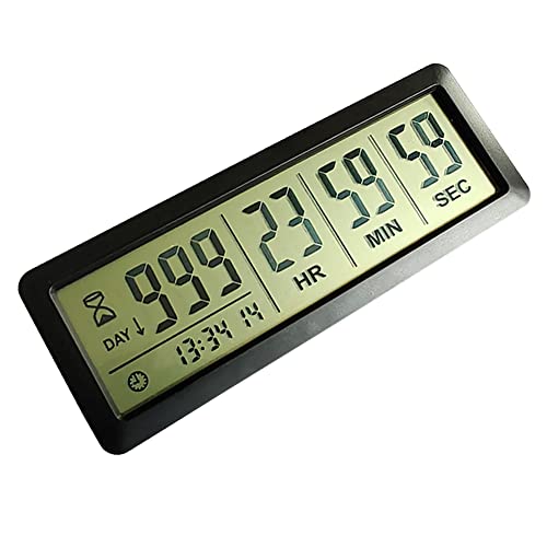FCXJTU Digitaler Countdown-Tage-Timer – Schwarz verbesserte große 999 Tage Countdown-Uhr mit Halterung, Starke magnetische Rückseite für Ruhestand, Hochzeit, Urlaub, Geburtstag, Feiertage von FCXJTU