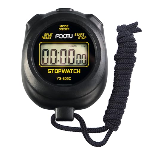 FCXJTU Einfacher Stoppuhr-Timer, Countdown-Timer für Einzelrunden-Stoppuhr, kein stündlicher Piepton, einfach zu bedienen, großes Display, An/Aus, Stoppuhr mit AAA-Batterie für Kindertrainer von FCXJTU
