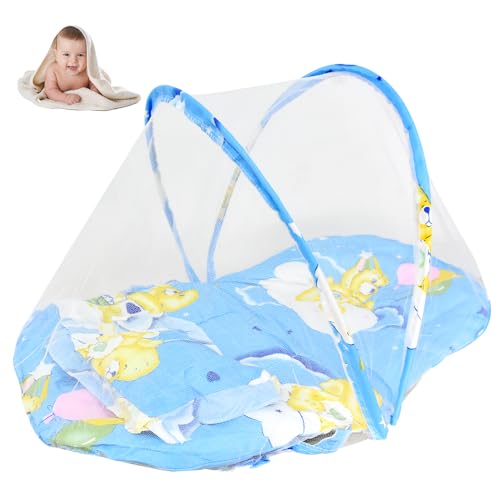 Baby Faltbare oskitonetz, Outdoor und faltbares Baby Moskitonetz,Tragbares Zelt, Faltbares katzenschutz babybett Moskitonetz, Baby Reisezelt Krippe (Blau 75 * 45 * 40cm) von FCXVXCL