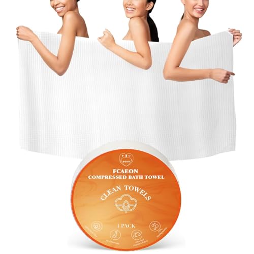 FCaeon Komprimierte Handtücher Tabletten Groß, Einweg-Badetücher für Reisen, 140cm x 70cm Reise-Badetuch für Körper für Hotel Camping Wandern im Freien Sport Strand Schwimmen Urlaub[1 Pack Orange] von FCaeon