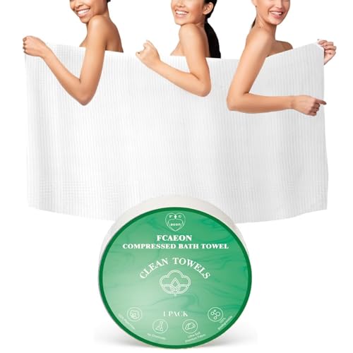 FCaeon Komprimierte Handtücher Tabletten Groß, Einweg-Badetücher für Reisen, 140cm x 70cm Reise-Badetuch für Körper für Hotel Camping Wandern im Freien Sport Strand Schwimmen Urlaub[1 Pack Grün] von FCaeon
