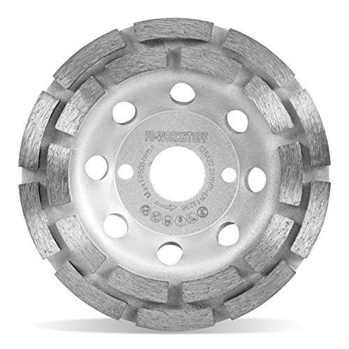 Premium Diamant-Schleiftopf │ 1 Stück │ Ø 125 mm x 22,2 mm │ 2-reihig │ für Beton, Granit, Mauerwerk, Naturstein │ kompatibel mit Winkelschleifern von FD-Workstuff