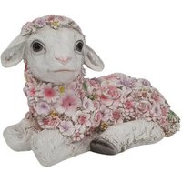 Dekofigur Blumenschaf liegend 6 x 12 x 25 cm von FD