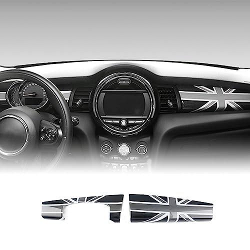 FDAIUN ABS Auto Armaturenbrett Panel Aufkleber Instrumentenabdeckung Trim passt Kompatibel mit BMW mini Fserie F55 F56 F57 2015 2016 2017 2018 2019 2020 Zubehör 2 Stück Union Jack Gray von FDAIUN
