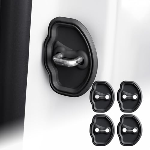 FDAIUN Auto Türschloss Abdeckung für Tesla Model 3/Model Y/Model X 2017-2024 Silikon Türschloss Abdeckung Door Lock Cover Edelstahl Türschlossabdeckung zubehör 4Stückes von FDAIUN