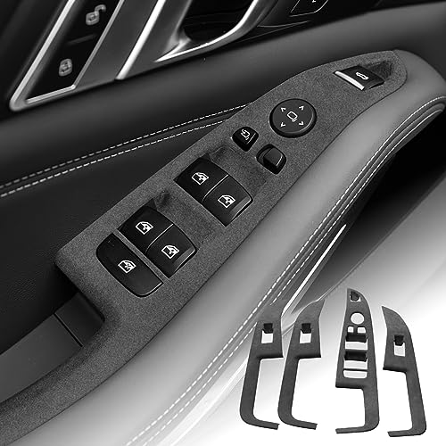 FDAIUN Für 2019 2020 2021 2022 2023 BMW X5 G05 Fensterheber Tastenabdeckung Auto Fensterheber Schalter Taste Panel Rahmenabdeckung Trim Aufkleber Fenster Switch Abdeckung Schwarz 4Stücke von FDAIUN