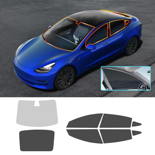FDAIUN Scheibentönungsfolie Auto für Tesla Model 3 2018 2019 8%/20%/35% VLT PVC Vorgestanzt Autoscheiben Tönungsfolie Auto Tönung Glas Verdunkelung Aufkleber Sommer UV-Schutz zubehör von FDAIUN