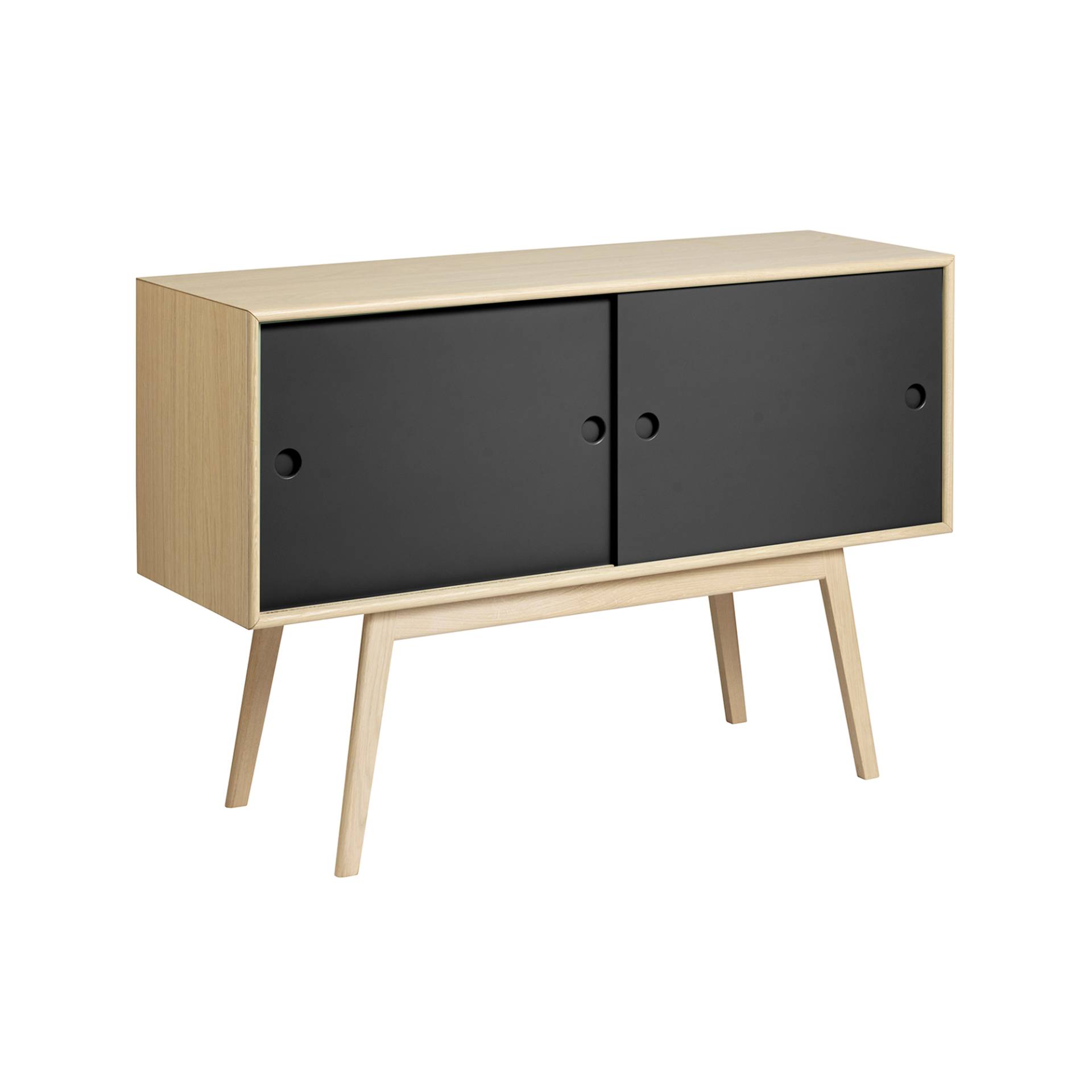 FDB Møbler - A83 Butler Sideboard - schwarz, natur/lackiert/LxBxH 105x35x70cm/mit Schiebetüren und Einlegeboden von FDB Møbler