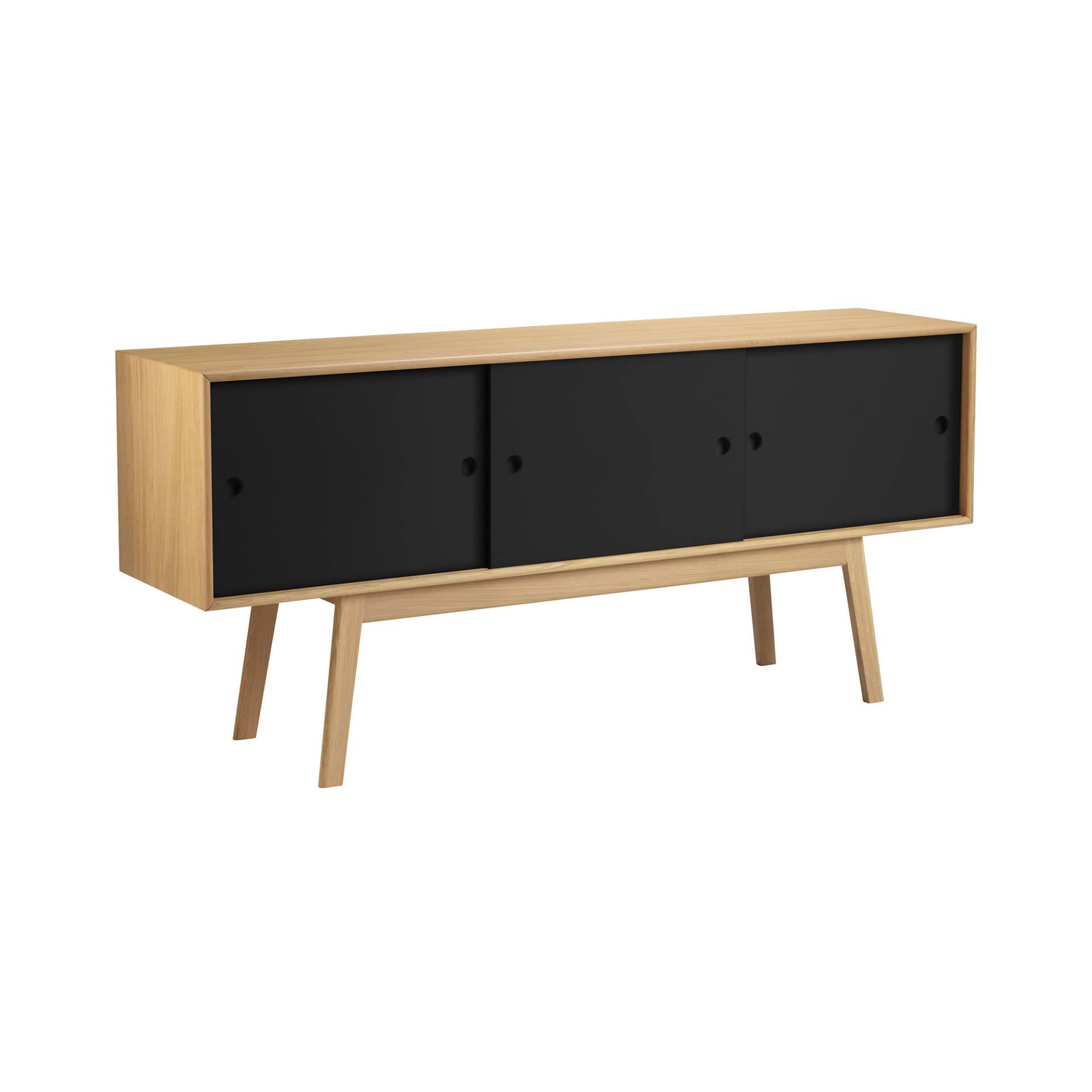 FDB Møbler - A85 Butler Sideboard - schwarz/natur/lackiert/LxBxH 157x35x70cm/mit Schiebetüren und Einlegeboden von FDB Møbler