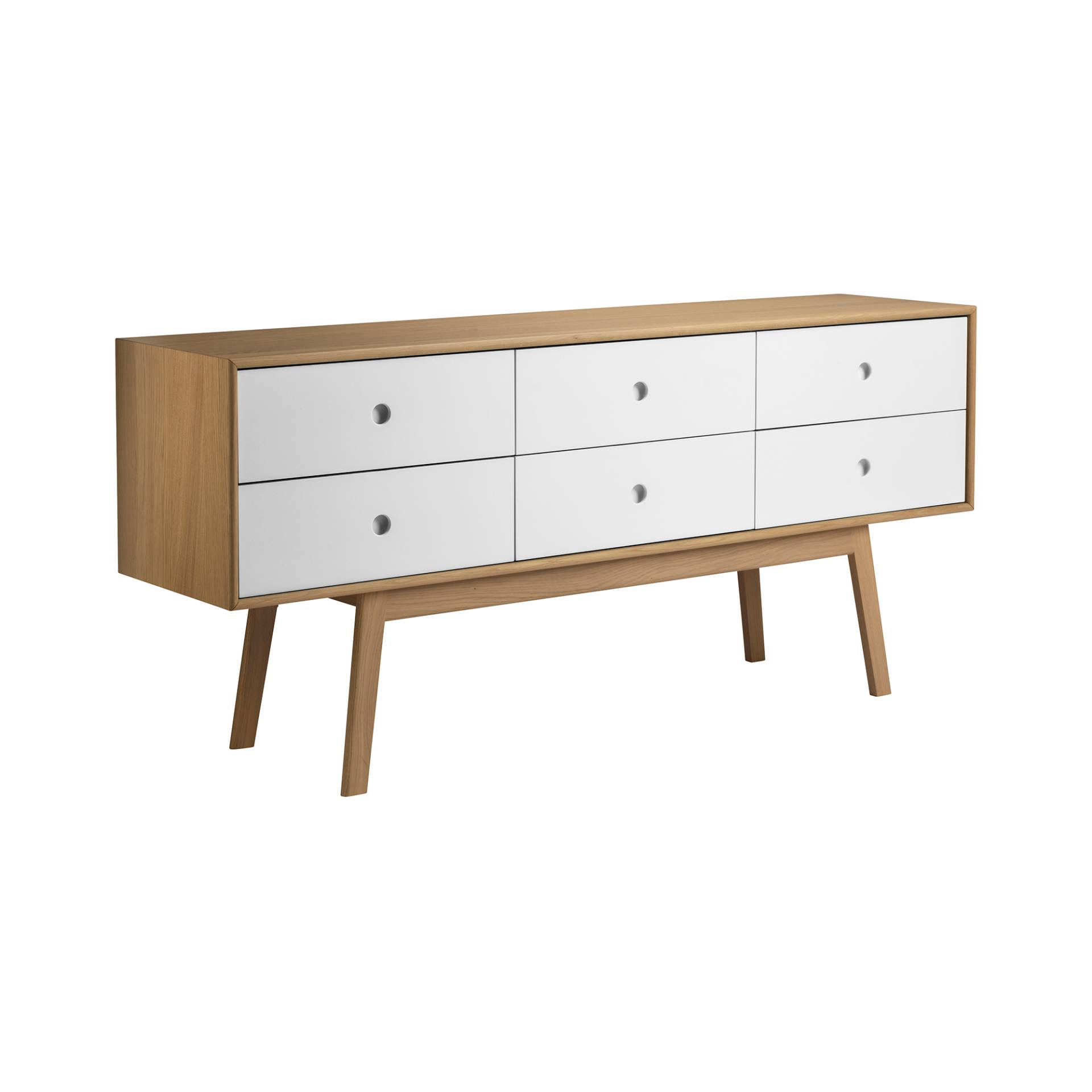 FDB Møbler - A86 Butler Sideboard - weiß, natur/lackiert/LxBxH 156,8x38x70cm/mit Soft-Close Schubladen von FDB Møbler