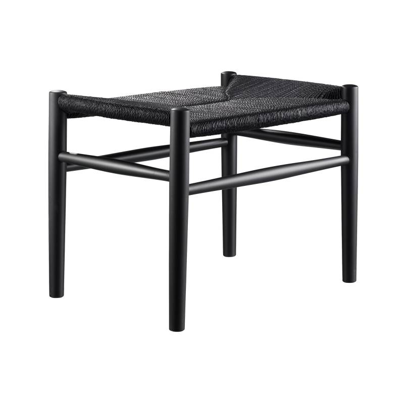 FDB Møbler - J83 Hocker - schwarz RAL 9005/Buche gestrichen, glänzend/BxHxT 51,6x41x37,1cm/Sitztiefe 37,1cm/Naturgeflecht von FDB Møbler