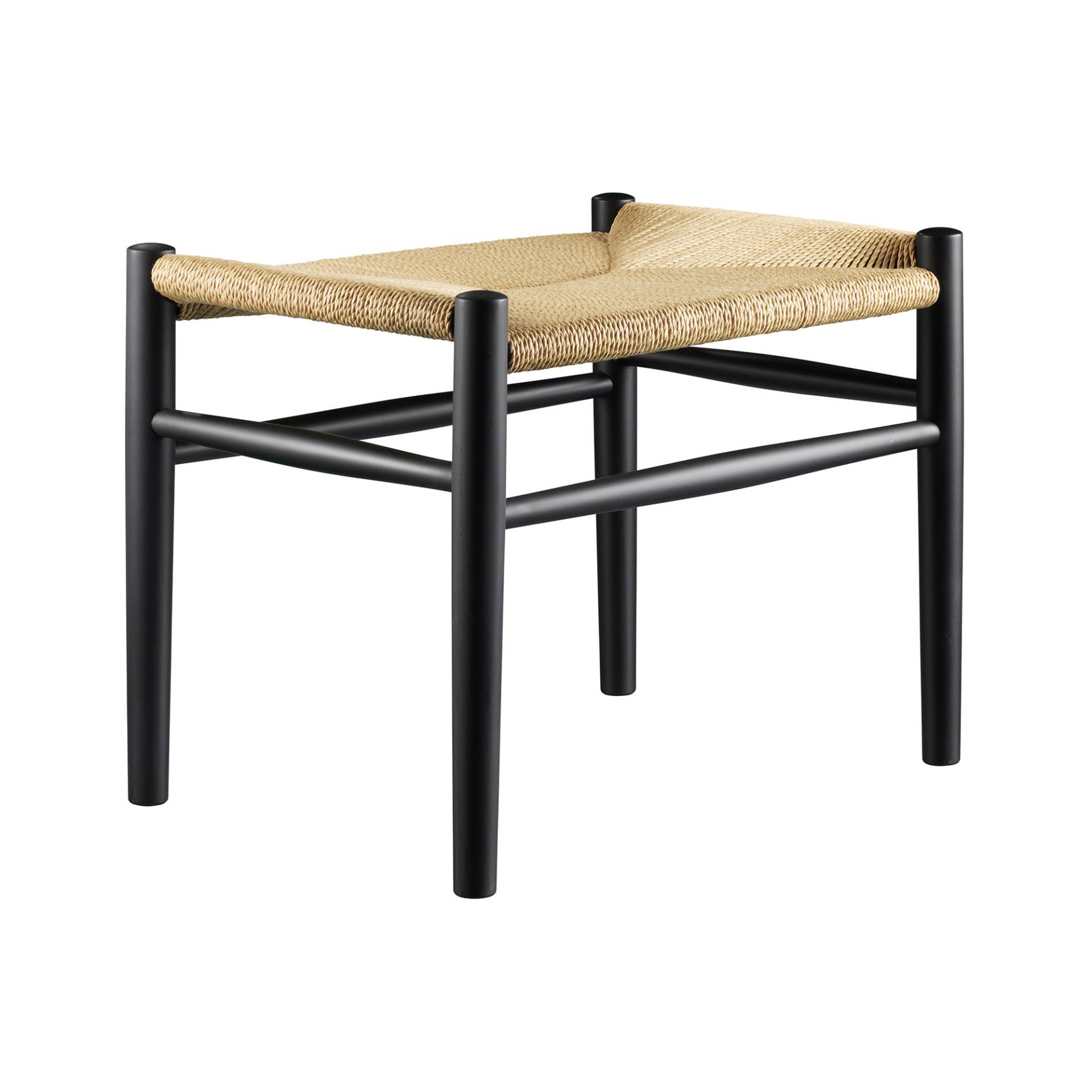 FDB Møbler - J83 Hocker - schwarz RAL 9005/Buche gestrichen, glänzend/BxHxT 51,6x41x37,1cm/Sitztiefe 37,1cm/Naturgeflecht von FDB Møbler