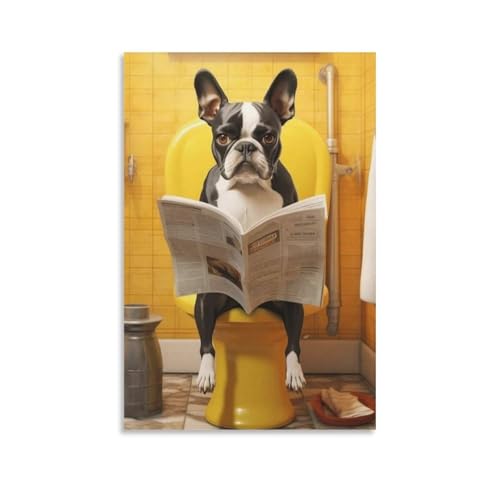 FDBEKPJY Boston Terriër Op Het Toilette, Badkamerfotos Leinwand-Poster, Dekor-Gemälde für Wohnzimmer, Schlafzimmer, Dekoration, 30 x 45 cm FDBEKPJY Boston Terriër Op Het Toilette, Badkamerfotos Leinwand-Poster, Dekor-Gemälde für Wohnzimmer, Schlafzimmer, Dekoration, 30 x 45 cm von FDBEKPJY