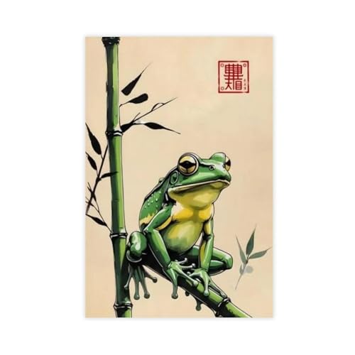 FDBEKPJY Japanischer Frosch-Kunstposter auf Leinwand, Wandkunst, Dekordruck, Bild, Gemälde, 40 x 60 cm von FDBEKPJY