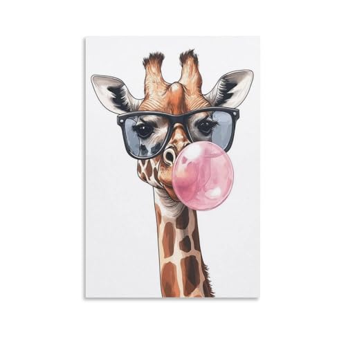FDBEKPJY Lustiges Tierbild, Giraffe mit Kaugummi, Rosa, Poster, Dekoration, Gemälde für Wohnzimmer, Schlafzimmer, Dekoration, 30 x 45 cm FDBEKPJY Lustiges Tierbild, Giraffe mit Kaugummi, Rosa, Poster, Dekoration, Gemälde für Wohnzimmer, Schlafzimmer, Dekoration, 30 x 45 cm von FDBEKPJY