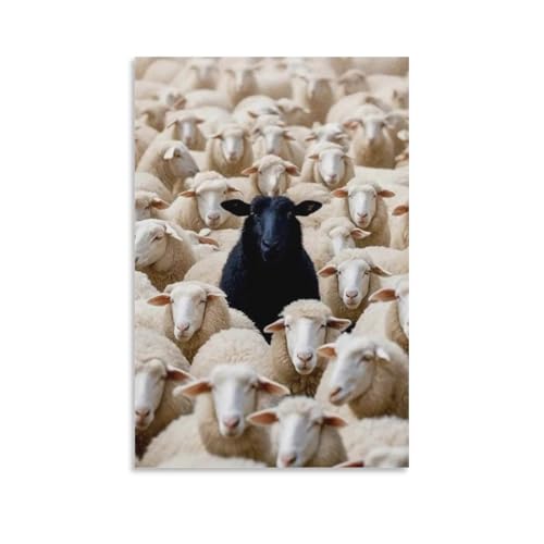 FDBEKPJY Schwarzes Schaf, Lustiges Tierbild, Leinwand-Poster, Schlafzimmerdekoration, Landschaft, Büro, Raumdekoration, Geschenk, 40 x 60 cm FDBEKPJY Schwarzes Schaf, Lustiges Tierbild, Leinwand-Poster, Schlafzimmerdekoration, Landschaft, Büro, Raumdekoration, Geschenk, 40 x 60 cm von FDBEKPJY