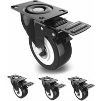 4 x 50 mm Rollen mit Bremse, 4 x Lenkrollen für Möbel/Transport, Möbelrollen, Schwerlastrollen, Gesamttragkraft 300 kg FDC von FDC