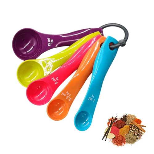 FDCGAS Messlöffelset - 5 Farbmesslöffel mit unterschiedlichen Kapazitäten,messlöffel,portionierlöffel,Kunststoffmesslöffel für Flüssigkeits- und Pulvermessgeräte von FDCGAS